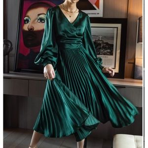 Bohme Kelsey emerald green satin dress